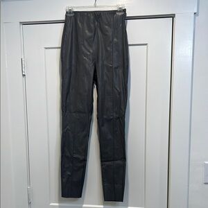 H&M grey faux leather skinny leg pants size 4. In great condition!